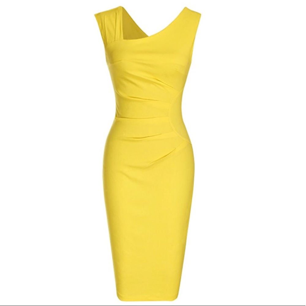 Gorgeous Yellow Women's Slim Pencil Dress